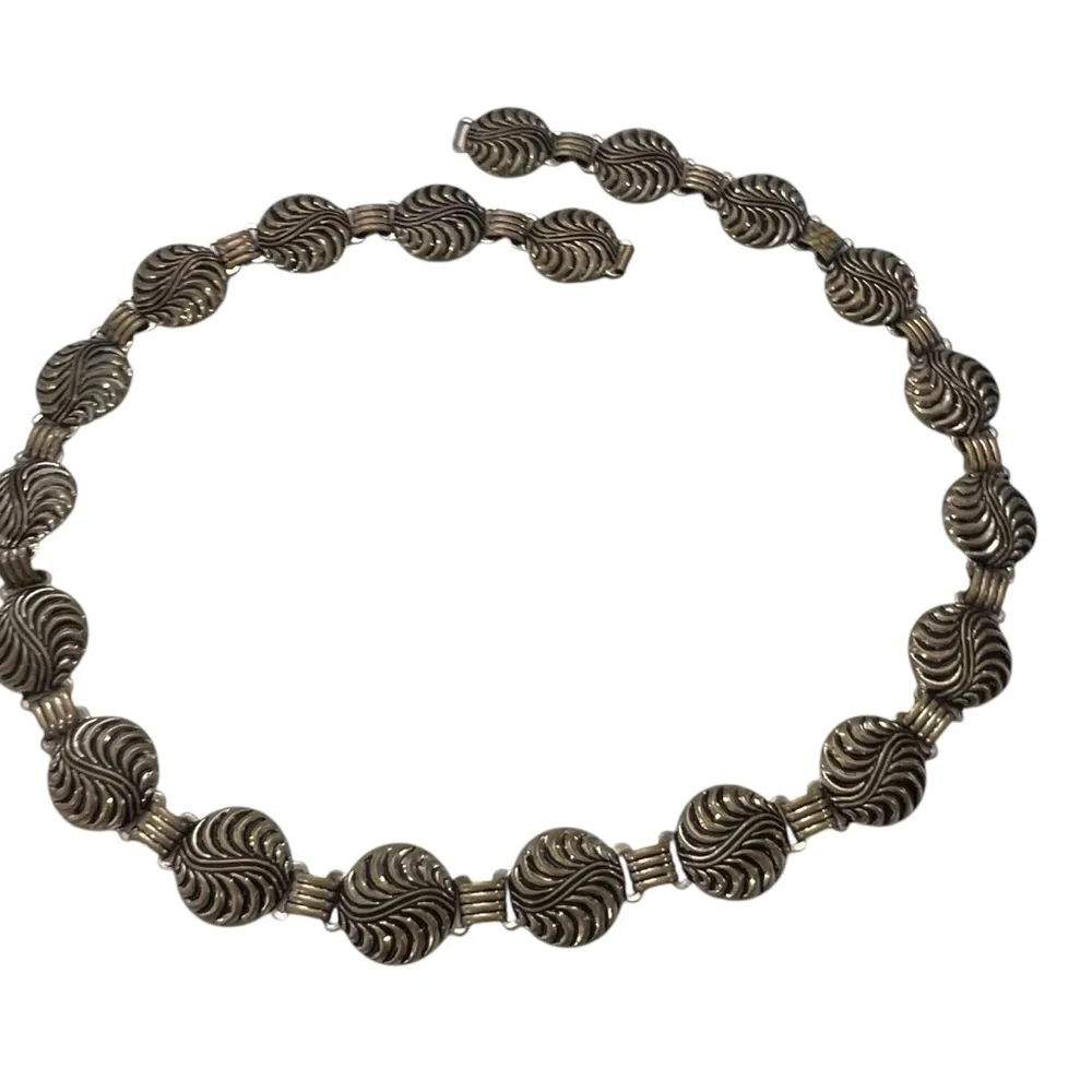 VTG‎ Waist Belt Antique Silver Tone Metal Swirls Boho Western 28” 70’s Classic